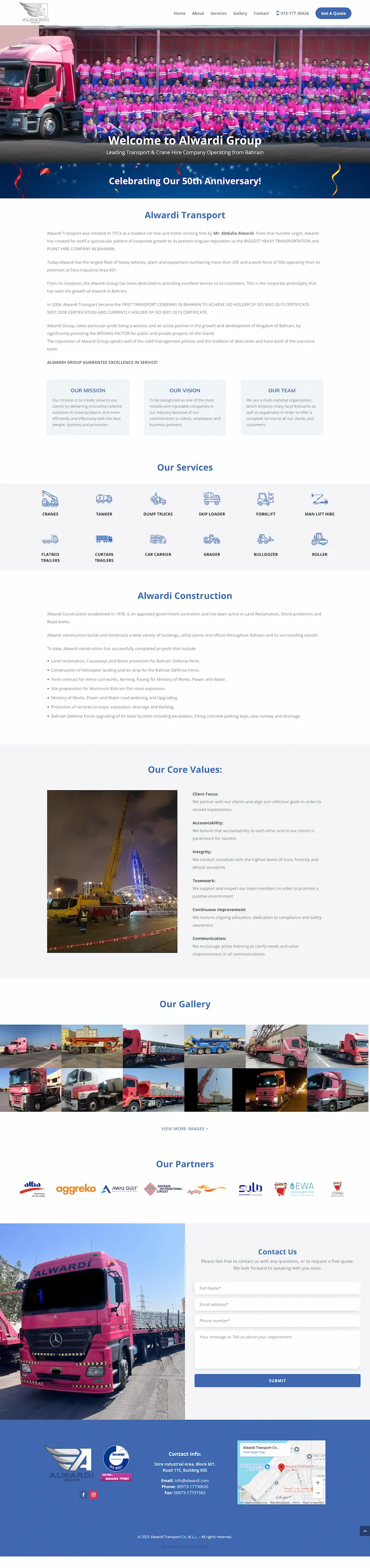 Homepage screenshot of the alwardi.com website