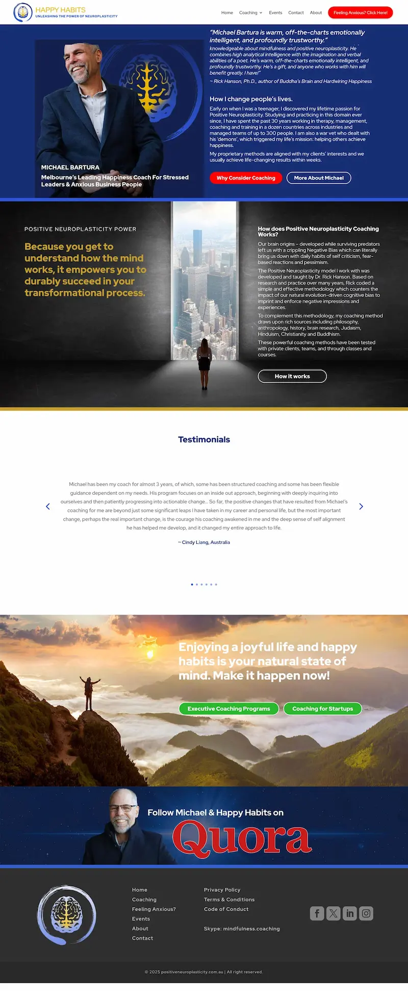 Michael Bartura’s Happy Habits Homepage screenshot - happyhabits.com.au