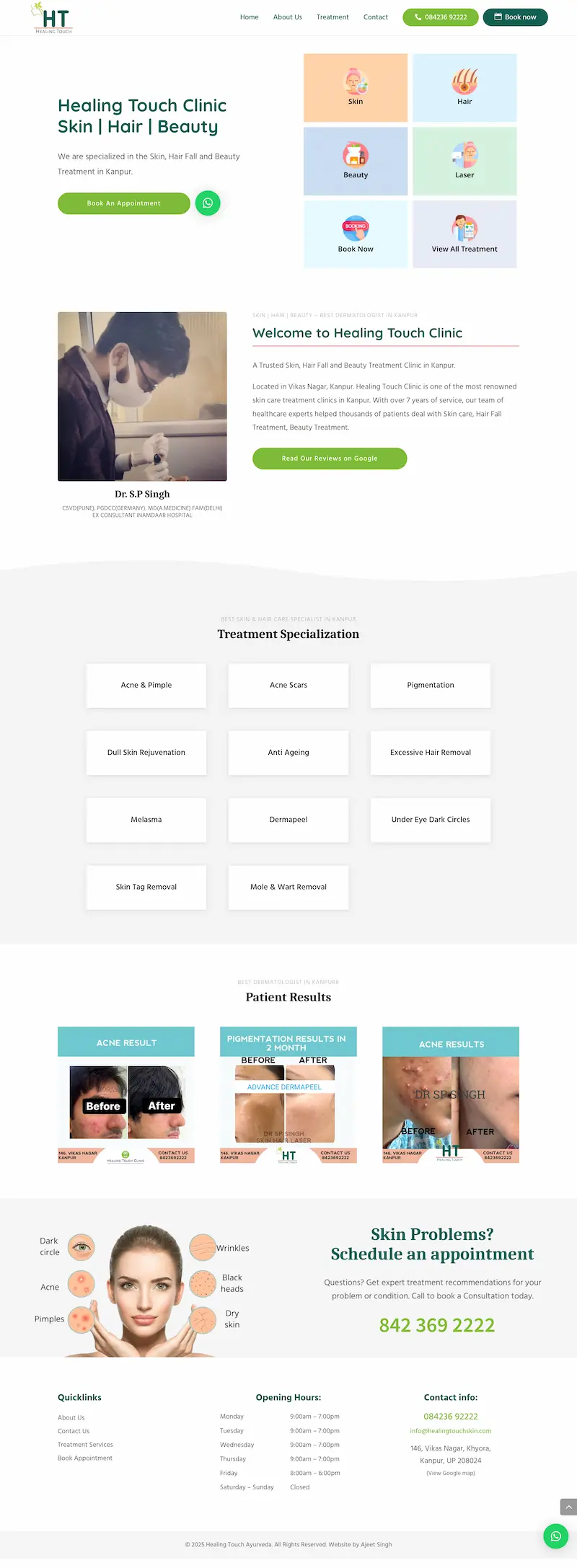 Homepage screenshot of the healingtouchskin.com website