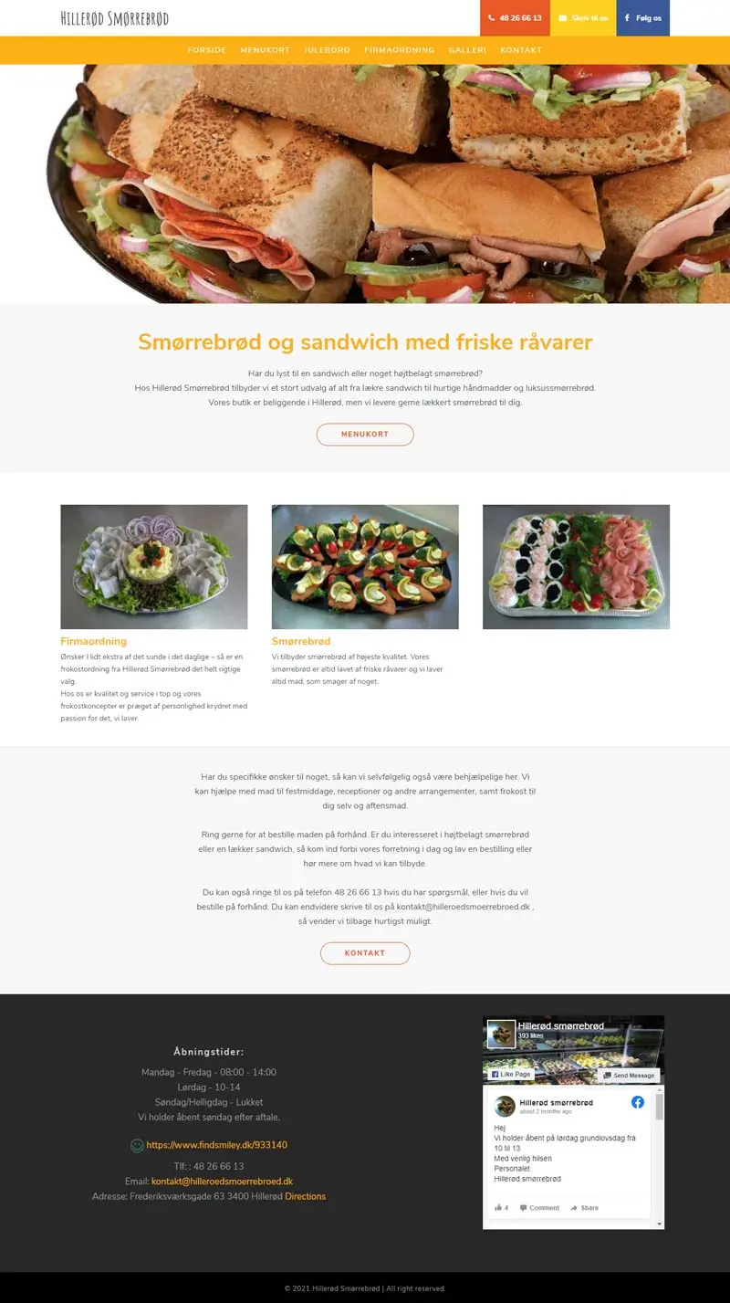 Homepage screenshot of the hilleroedsmoerrebroed.dk website