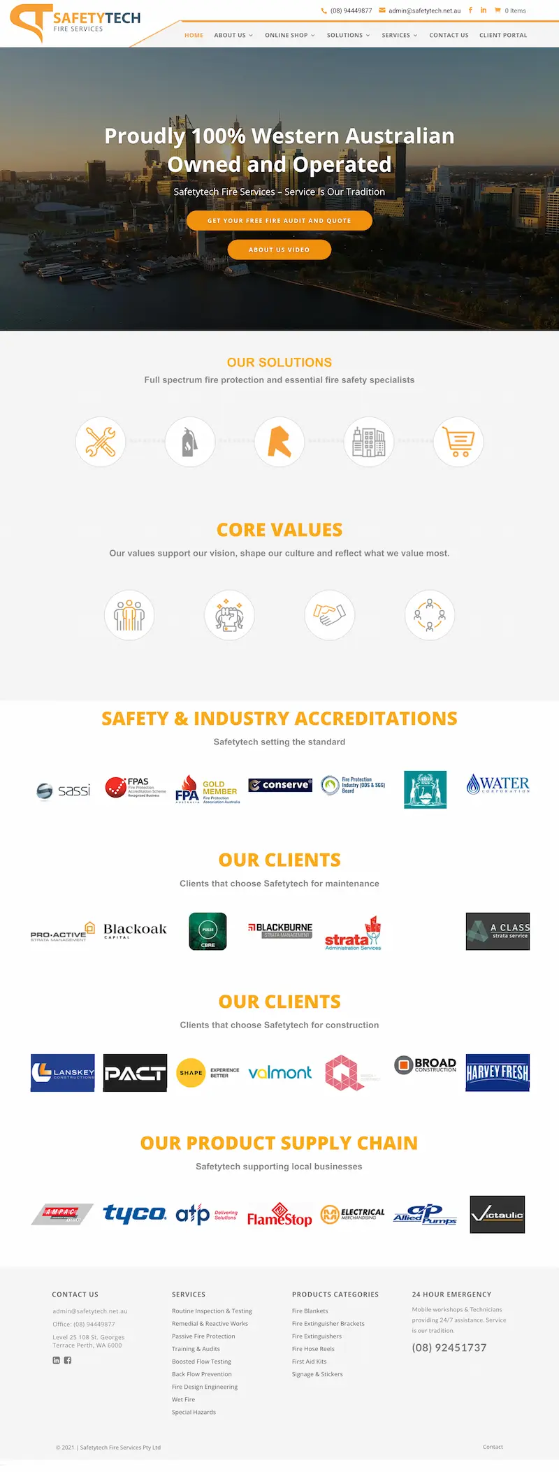 Homepage screenshot of the safetytech.net.au website