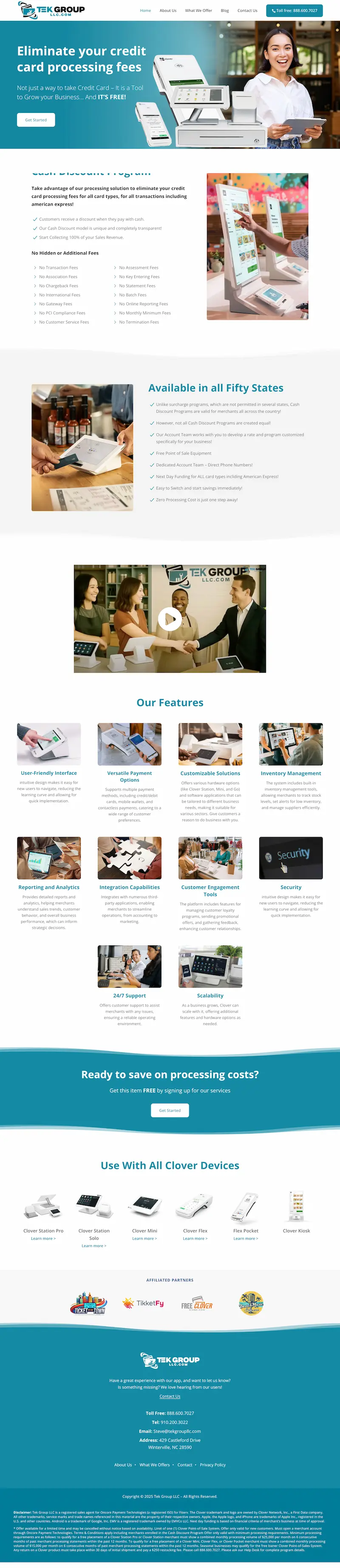 Homepage screenshot of the tekgroupllc.com website